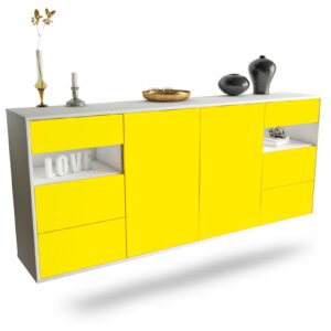 Sideboard Thornton | hängend | Korpus Weiß | Front in Gelb | 180x79x35cm (BxHxT)