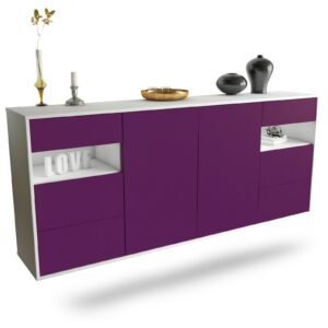 Sideboard Thornton | hängend | Korpus Weiß | Front in Lila | 180x79x35cm (BxHxT)