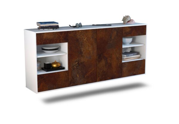 Sideboard Independence | hängend | Korpus Weiß | Front in Rost Optik | 180x79x35cm (BxHxT)