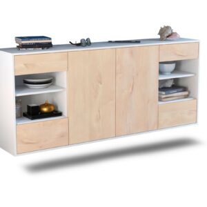Sideboard Independence | hängend | Korpus Weiß | Front in Zeder Holz Optik | 180x79x35cm (BxHxT)