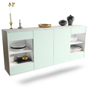 Sideboard Independence | hängend | Korpus Weiß | Front in Mint | 180x79x35cm (BxHxT)