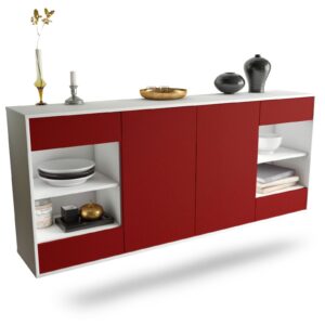 Sideboard Independence | hängend | Korpus Weiß | Front in Bordeaux | 180x79x35cm (BxHxT)