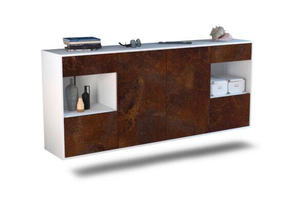 Sideboard Charleston | hängend | Korpus Weiß | Front in Rost Optik | 180x79x35cm (BxHxT)