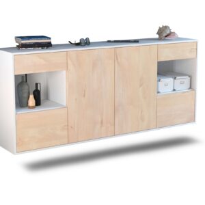 Sideboard Charleston | hängend | Korpus Weiß | Front in Zeder Holz Optik | 180x79x35cm (BxHxT)