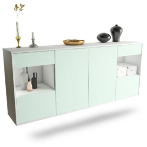 Sideboard Charleston | hängend | Korpus Weiß | Front in Mint | 180x79x35cm (BxHxT)