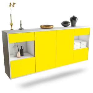 Sideboard Charleston | hängend | Korpus Weiß | Front in Gelb | 180x79x35cm (BxHxT)