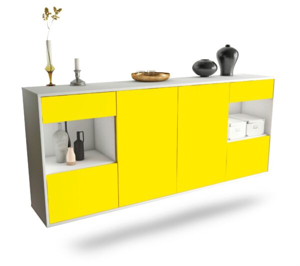 Sideboard Charleston | hängend | Korpus Weiß | Front in Gelb | 180x79x35cm (BxHxT)