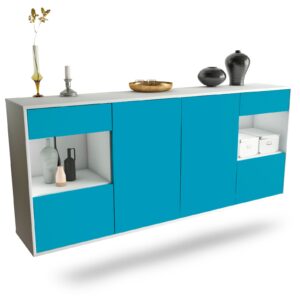 Sideboard Charleston | hängend | Korpus Weiß | Front in Türkis | 180x79x35cm (BxHxT)