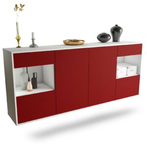 Sideboard Charleston | hängend | Korpus Weiß | Front in Bordeaux | 180x79x35cm (BxHxT)