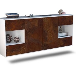 Sideboard Santa Clara | hängend | Korpus Weiß | Front in Rost Optik | 180x79x35cm (BxHxT)