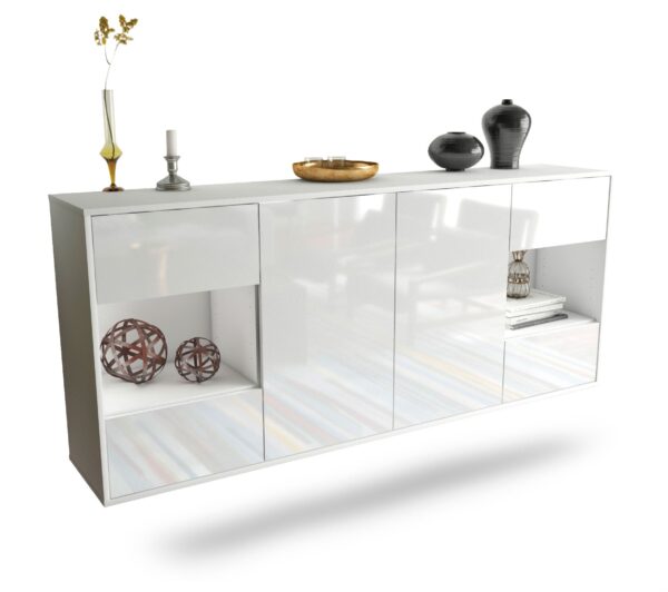 Sideboard Santa Clara | hängend | Korpus Weiß | Front in Hochglanz Weiß | 180x79x35cm (BxHxT)