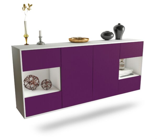 Sideboard Santa Clara | hängend | Korpus Weiß | Front in Lila | 180x79x35cm (BxHxT)