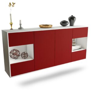 Sideboard Santa Clara | hängend | Korpus Weiß | Front in Bordeaux | 180x79x35cm (BxHxT)