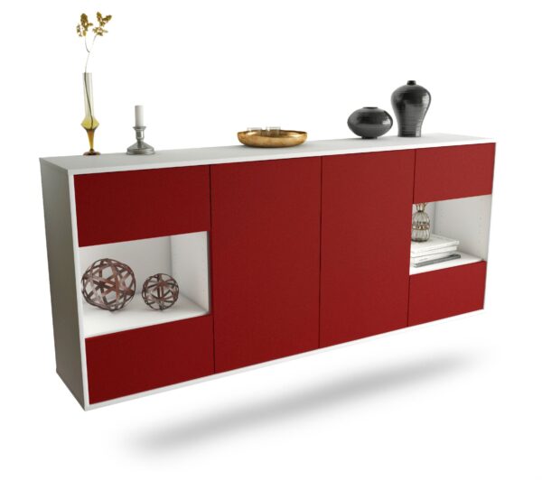 Sideboard Santa Clara | hängend | Korpus Weiß | Front in Bordeaux | 180x79x35cm (BxHxT)