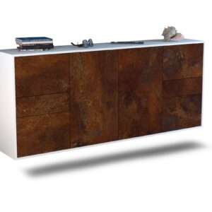 Sideboard Beaumont | hängend | Korpus Weiß | Front in Rost Optik | 180x79x35cm (BxHxT)