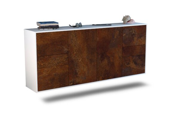 Sideboard Beaumont | hängend | Korpus Weiß | Front in Rost Optik | 180x79x35cm (BxHxT)