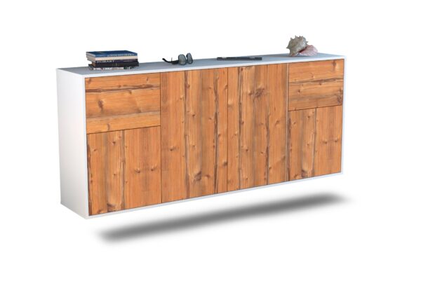 Sideboard Costa Mesa | hängend | Korpus Weiß | Front in Pinie Holz Optik | 180x79x35cm (BxHxT)