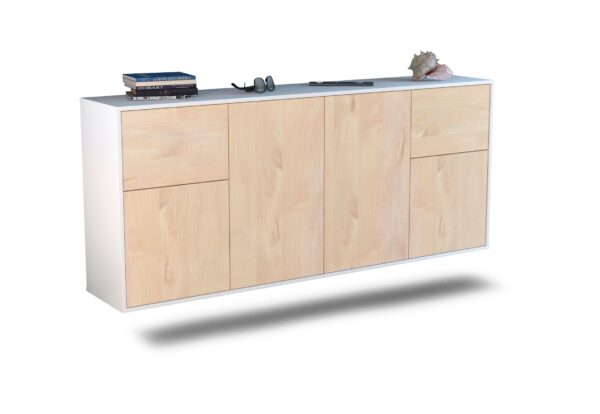 Sideboard Costa Mesa | hängend | Korpus Weiß | Front in Zeder Holz Optik | 180x79x35cm (BxHxT)