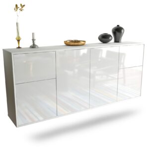 Sideboard Costa Mesa | hängend | Korpus Weiß | Front in Hochglanz Weiß | 180x79x35cm (BxHxT)