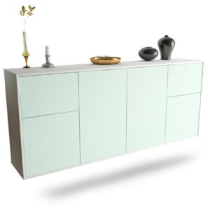 Sideboard Costa Mesa | hängend | Korpus Weiß | Front in Mint | 180x79x35cm (BxHxT)