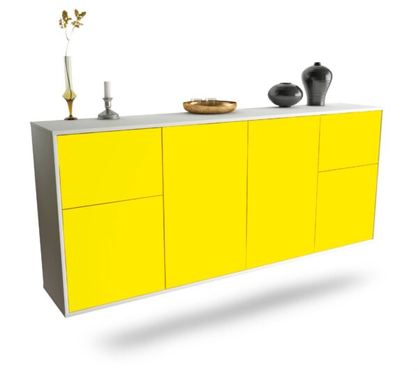Sideboard Costa Mesa | hängend | Korpus Weiß | Front in Gelb | 180x79x35cm (BxHxT)