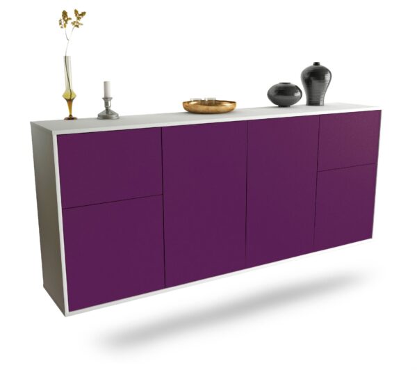 Sideboard Costa Mesa | hängend | Korpus Weiß | Front in Lila | 180x79x35cm (BxHxT)
