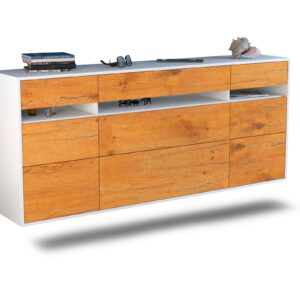Sideboard Manchester | hängend | Korpus Weiß | Front in Eiche Holz Optik | 180x79x35cm (BxHxT)
