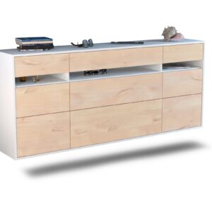 Sideboard Manchester | hängend | Korpus Weiß | Front in Zeder Holz Optik | 180x79x35cm (BxHxT)