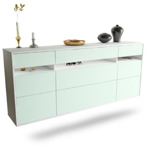 Sideboard Manchester | hängend | Korpus Weiß | Front in Mint | 180x79x35cm (BxHxT)