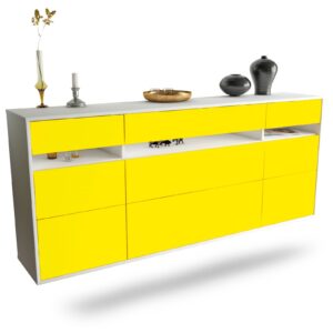 Sideboard Manchester | hängend | Korpus Weiß | Front in Gelb | 180x79x35cm (BxHxT)