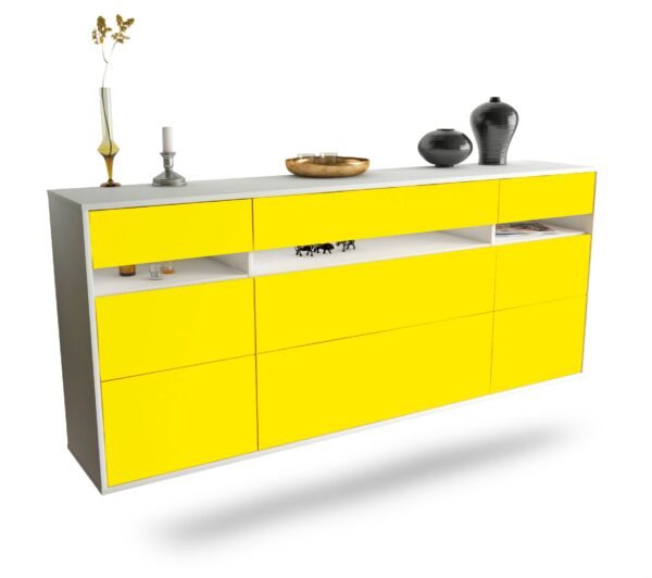 Sideboard Manchester | hängend | Korpus Weiß | Front in Gelb | 180x79x35cm (BxHxT)