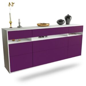 Sideboard Manchester | hängend | Korpus Weiß | Front in Lila | 180x79x35cm (BxHxT)