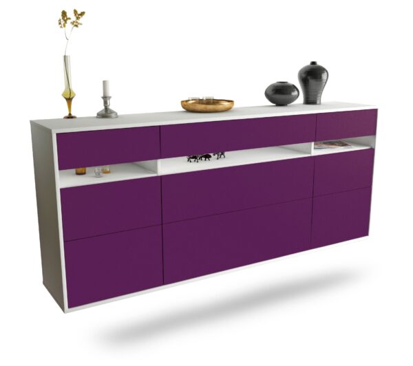 Sideboard Manchester | hängend | Korpus Weiß | Front in Lila | 180x79x35cm (BxHxT)