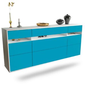Sideboard Manchester | hängend | Korpus Weiß | Front in Türkis | 180x79x35cm (BxHxT)