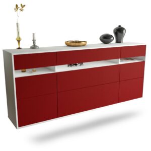 Sideboard Manchester | hängend | Korpus Weiß | Front in Bordeaux | 180x79x35cm (BxHxT)