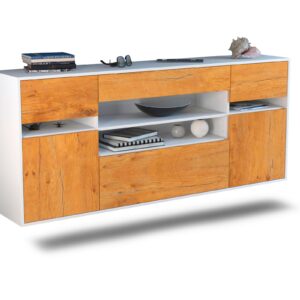 Sideboard Miramar | hängend | Korpus Weiß | Front in Eiche Holz Optik | 180x79x35cm (BxHxT)