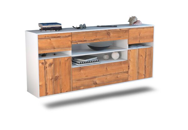 Sideboard Miramar | hängend | Korpus Weiß | Front in Pinie Holz Optik | 180x79x35cm (BxHxT)