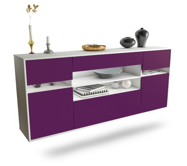 Sideboard Miramar | hängend | Korpus Weiß | Front in Lila | 180x79x35cm (BxHxT)