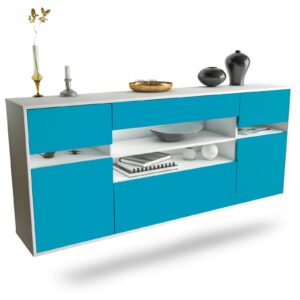 Sideboard Miramar | hängend | Korpus Weiß | Front in Türkis | 180x79x35cm (BxHxT)