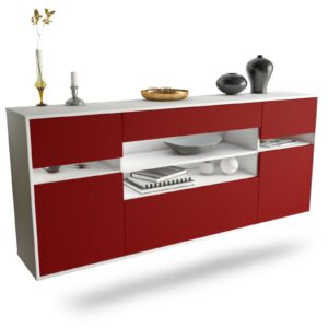 Sideboard Miramar | hängend | Korpus Weiß | Front in Bordeaux | 180x79x35cm (BxHxT)