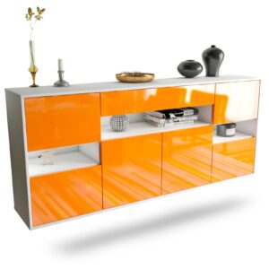 Sideboard Downey | hängend | Korpus Weiß | Front in Hochglanz Orange | 180x79x35cm (BxHxT)