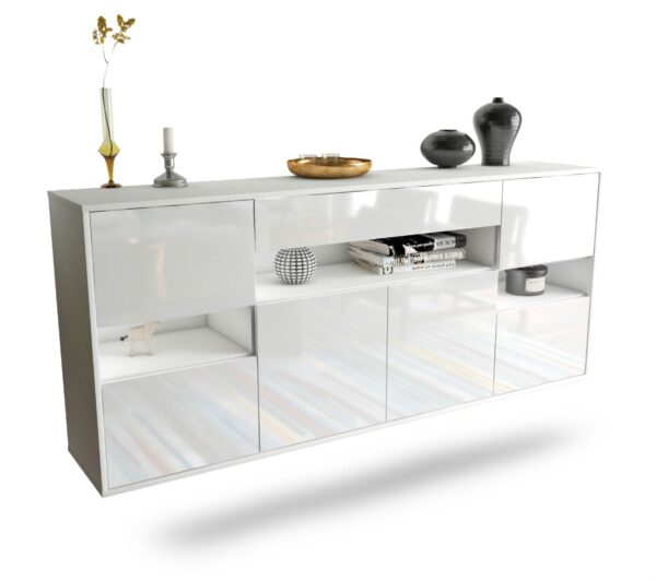 Sideboard Downey | hängend | Korpus Weiß | Front in Hochglanz Weiß | 180x79x35cm (BxHxT)