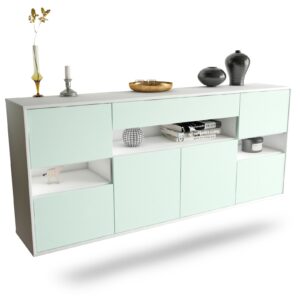 Sideboard Downey | hängend | Korpus Weiß | Front in Mint | 180x79x35cm (BxHxT)