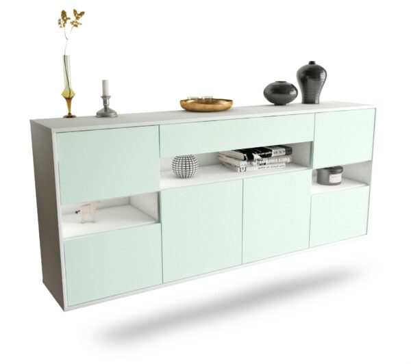 Sideboard Downey | hängend | Korpus Weiß | Front in Mint | 180x79x35cm (BxHxT)