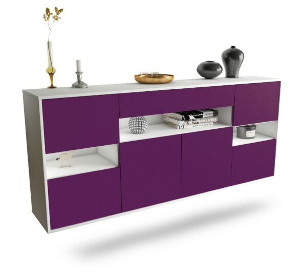 Sideboard Downey | hängend | Korpus Weiß | Front in Lila | 180x79x35cm (BxHxT)