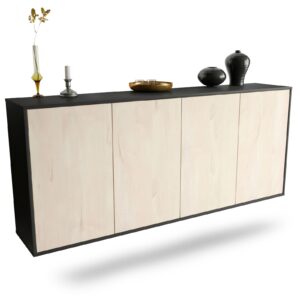 Sideboard Lakewood | hängend | Korpus Anthrazit | Front in Zeder Holz Optik | 180x79x35cm (BxHxT)