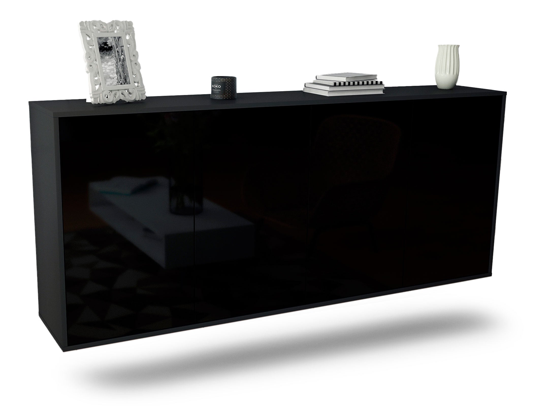 Sideboard Lakewood | hängend | Korpus Anthrazit | Front in Hochglanz Schwarz | 180x79x35cm (BxHxT) 1 Sideboard Lakewood | hängend | Korpus Anthrazit | Front in Hochglanz Schwarz | 180x79x35cm (BxHxT)