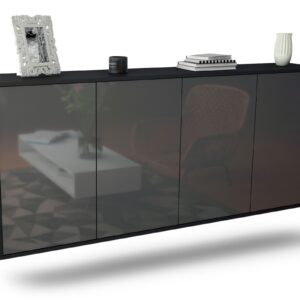 Sideboard Lakewood | hängend | Korpus Anthrazit | Front in Hochglanz Grau | 180x79x35cm (BxHxT)