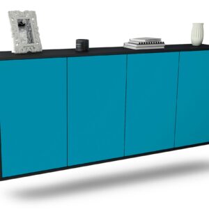 Sideboard Lakewood | hängend | Korpus Anthrazit | Front in Türkis | 180x79x35cm (BxHxT)