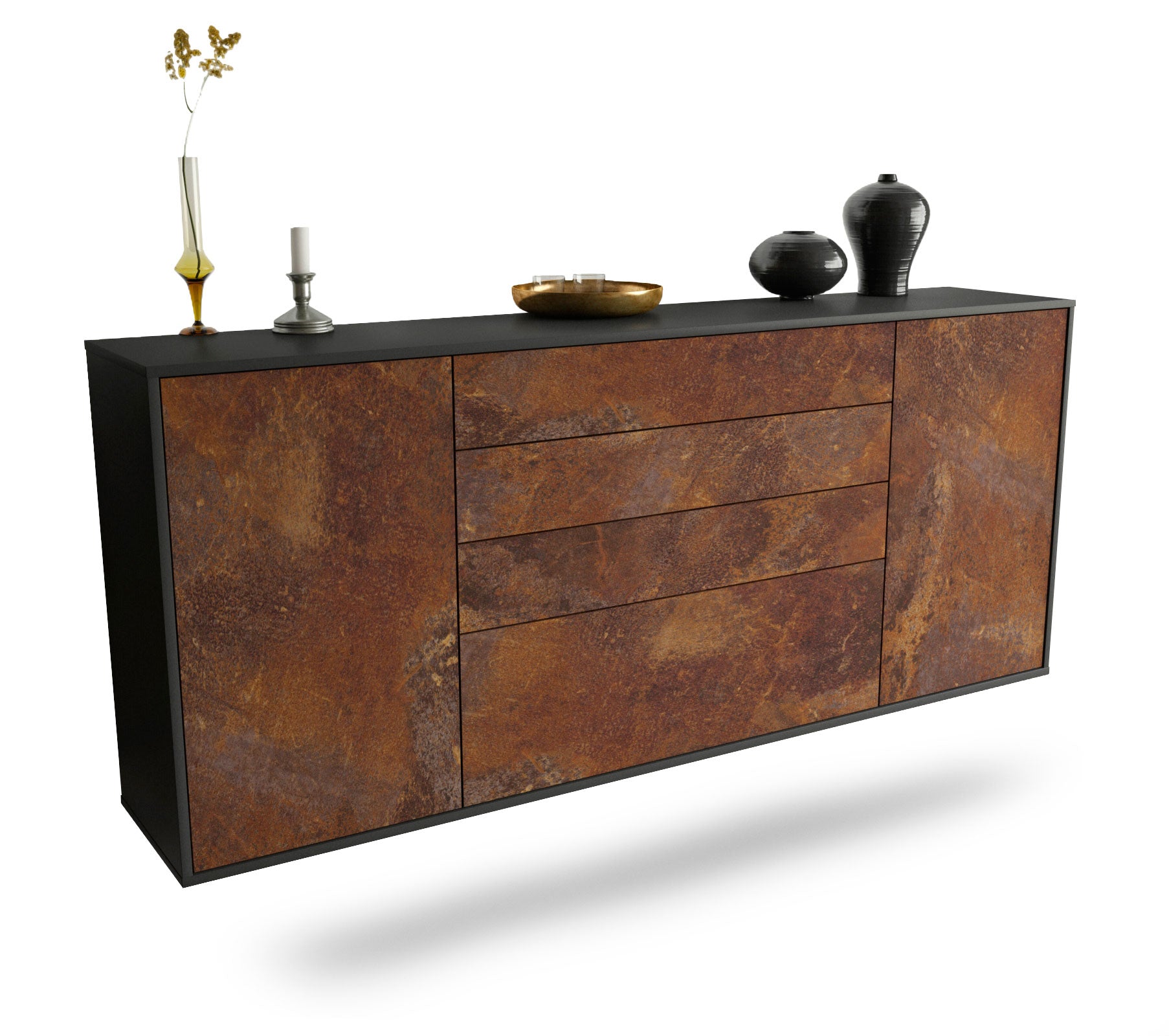 Sideboard Alexandria | hängend | Korpus Anthrazit | Front in Rost Optik | 180x79x35cm (BxHxT) 1 Sideboard Alexandria | hängend | Korpus Anthrazit | Front in Rost Optik | 180x79x35cm (BxHxT)